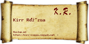 Kirr Rózsa névjegykártya